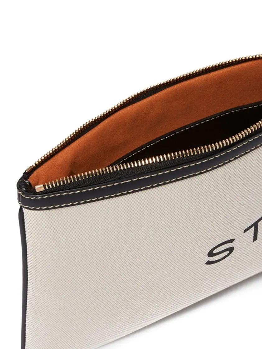 Stella Mccartney Clutches Beige Textured Handbag With Zip Closure And Wrist in beige