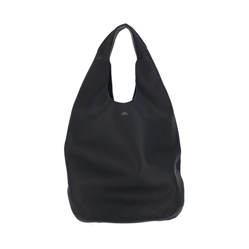 A.P.C. Draagtas Black Hammered Leather Tote Bag Black