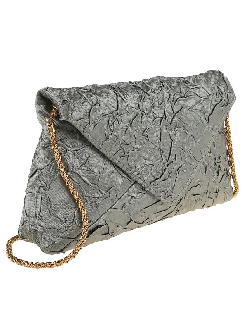 Dries Van Noten Clutches Pleated Light Blue Cotton Clutch Bag in blauw