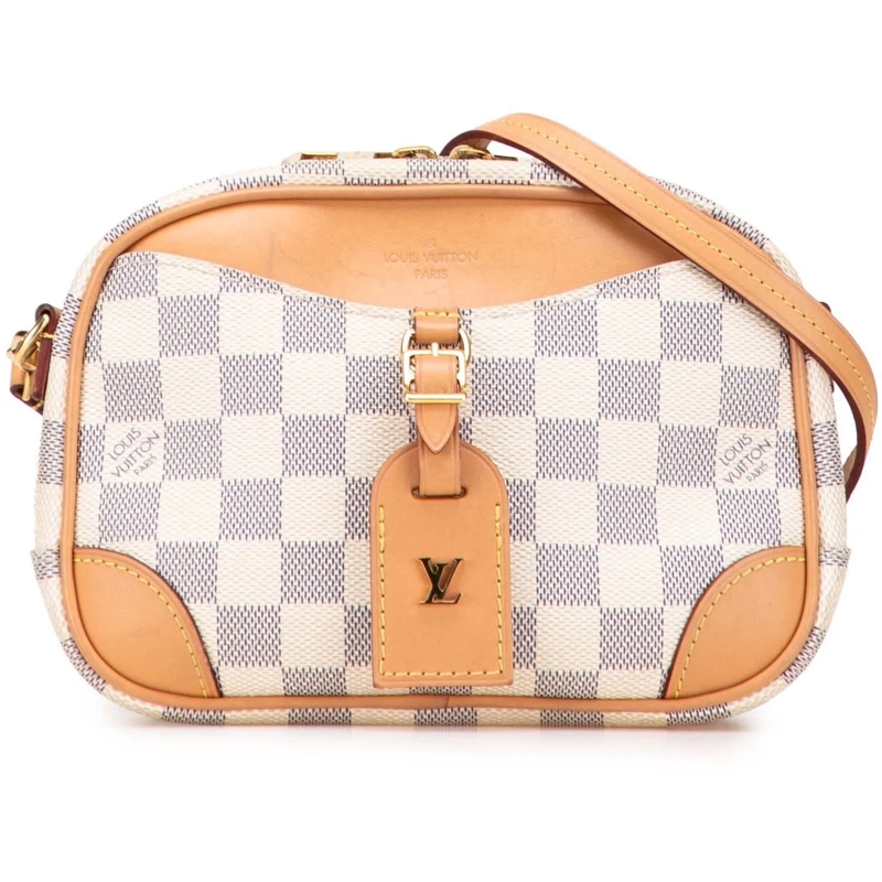 Louis Vuitton Schultertasche Damier Azur Mini Deauville weiß