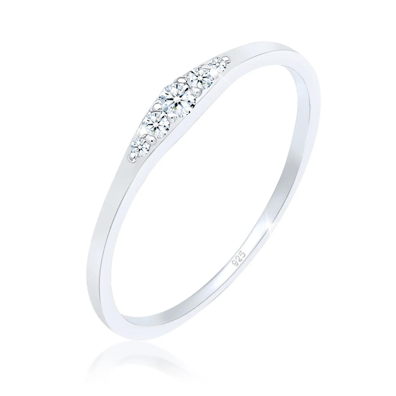 Elli Ringe - Ring Verlobungsring Diamant (0.07 ct) Bridal 925 S - Gr. 52 MM - in Silber - für Damen