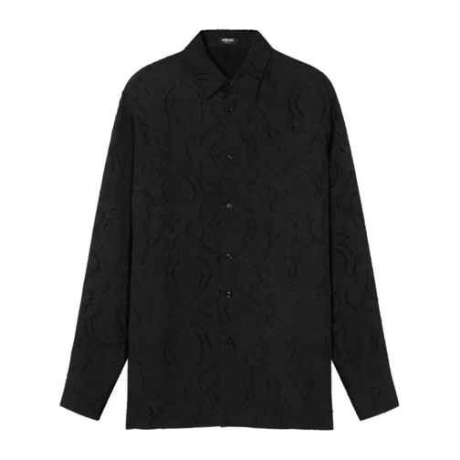 Versace Black Patterned-Jacquard Shirt Black 