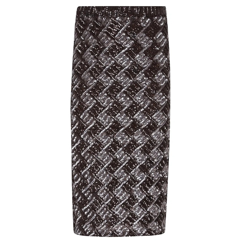 P.A.R.O.S.H. Jupe midi Geometric Full-Sequin Midi Skirt Brown