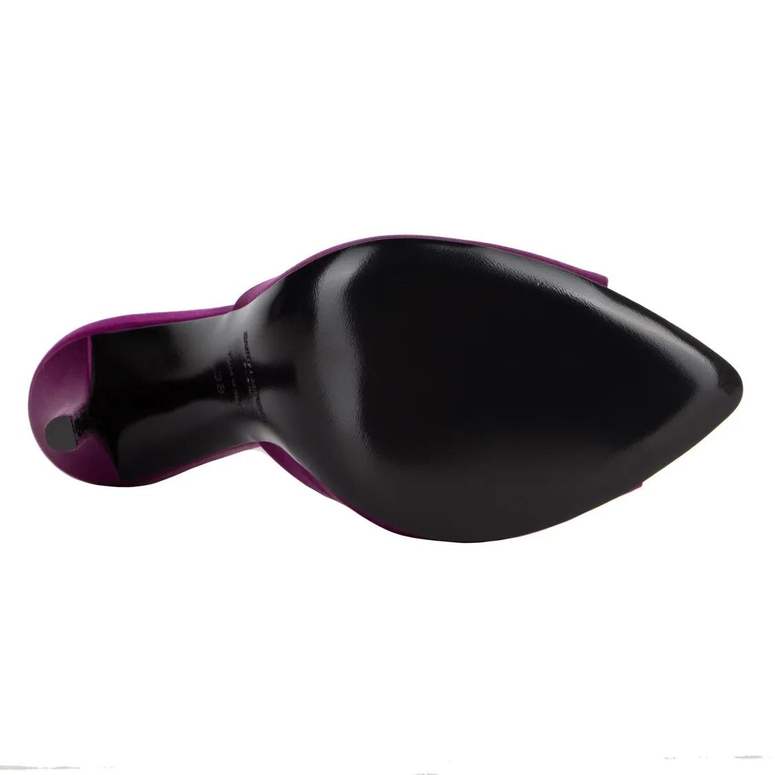Thumbnail - Saint Laurent Sandalen - Goldie Mules In Satin Crepe Purple - Gr. 37,5 (EU) - in Lila - für Damen