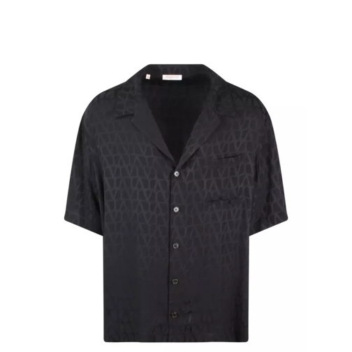 Valentino Toile Iconographe Silk Bowling Shirt Black 