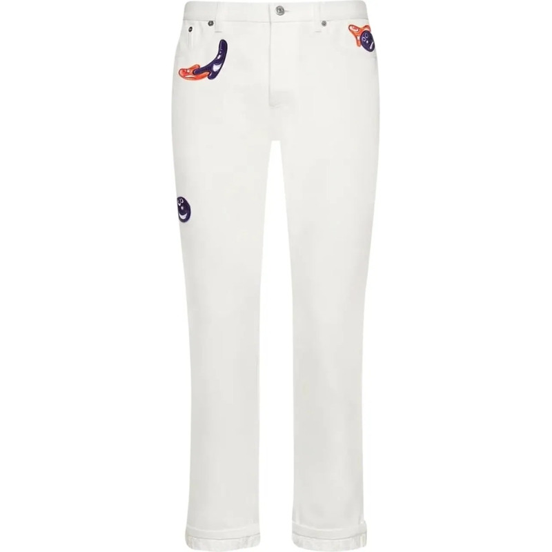 Christian Dior Jeans mit geradem Bein Kennyscharf Patches Jeans White