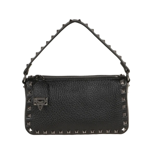 Valentino Schultertasche Small Rockstud Shoulder Bag In Grained Calfskin Black