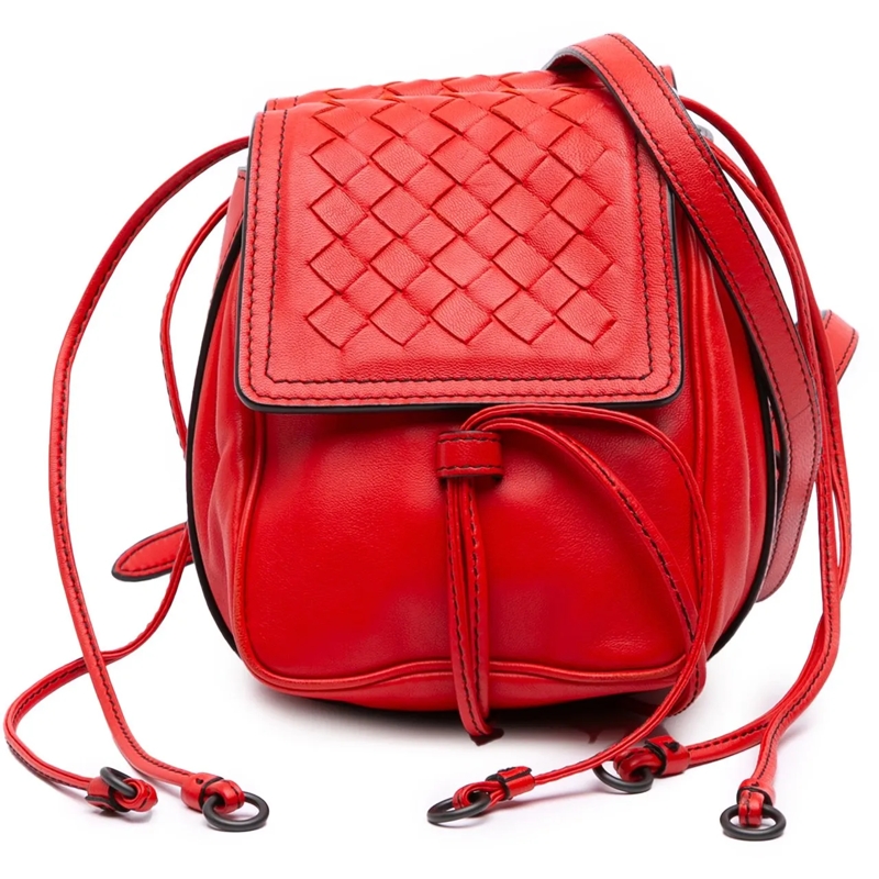 Bottega Veneta Schultertasche Nappa Intrecciato Double Sided Flap Crossbody rot