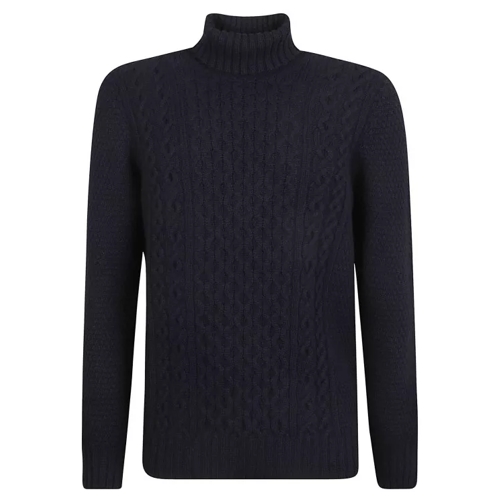 Drumohr Cable-Knit Roll Neck Jumper Blue 