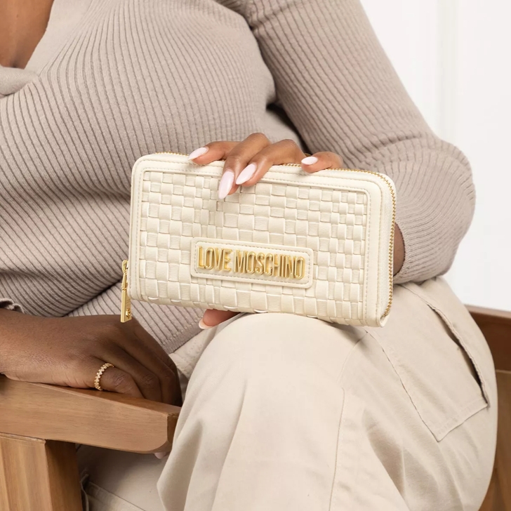 Love Moschino Slg Woven Ecru | Zip-Around Wallet