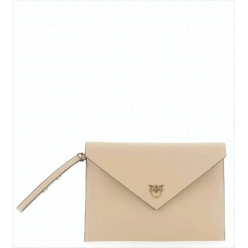 Pinko Clutch Envelope Clutch In Smooth Beige Leather Neutrals