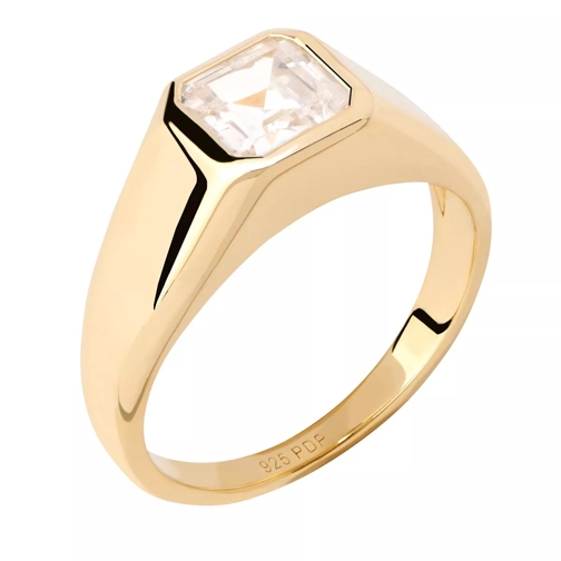 PDPAOLA Square Shimmer Stamp Ring Gold Signet Ring