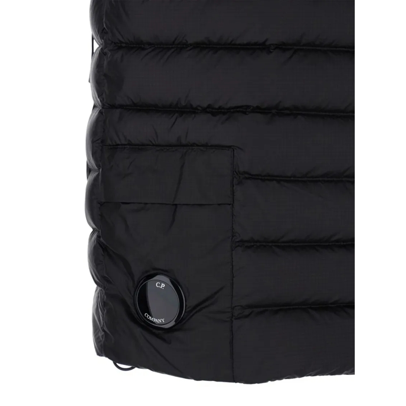 CP Company Donsjas Matte Black Padded Vest With High Collar Black