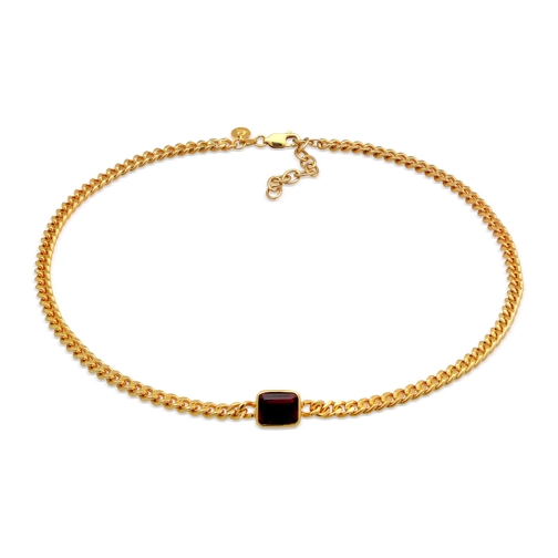 Elli Halskette Choker Granat Panzerkette Klassisch 925  gold Choker