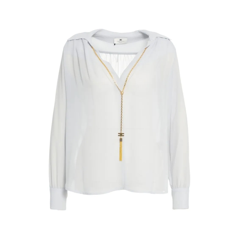 Elisabetta Franchi Blouse Fluid Blouse With Golden Chain Detail White