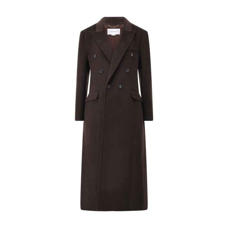 Victoria Beckham Wintermantel Mantel aus Woll-Kaschmir-Mix Dunkelbraun
