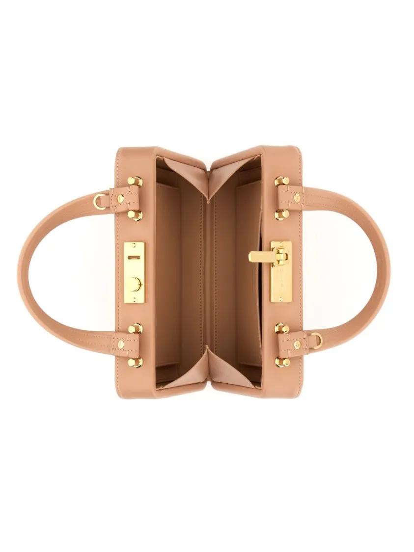 Gianvito Rossi Hobo bags "Valì" Structured Rectangular Handbag With Gold-To in bruin
