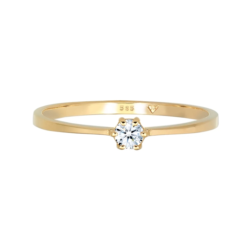 Elli Diamantring Ring Solitär Verlobung Diamant 0.11 ct. 585 Gelbgo weiss(Image 2)