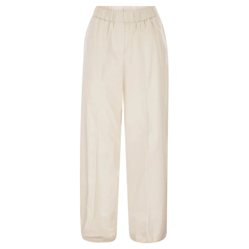 Peserico  Loose-Fitting Stretch Cotton Trousers With Elastic Neutrals