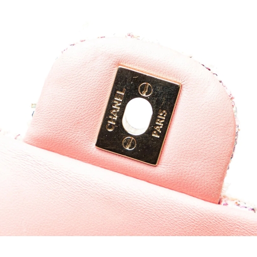 Chanel Sac à bandoulière 2019 Mini Rectangular Classic Tweed Braid Flap rose (Image 19)