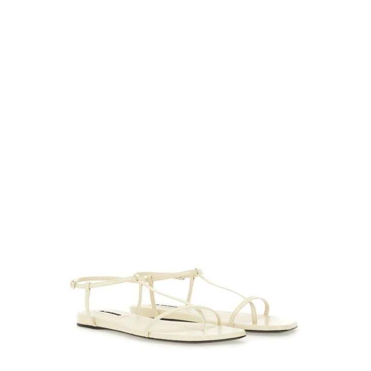 Jil Sander Leather Sandals With Ankle Strap White | Sandalen