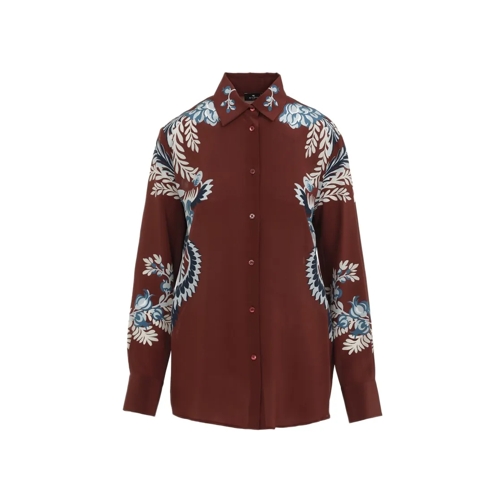 Etro Hemden Dark Brown Silk Shirt Brown