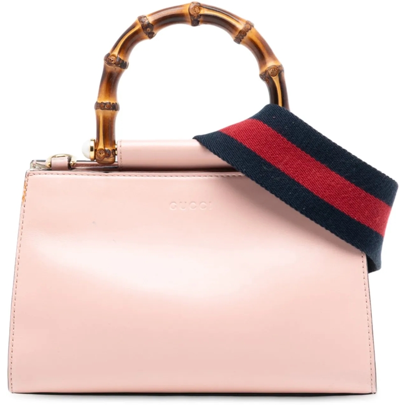 Gucci Schultertasche Mini Leather Bamboo Nymphaea Satchel rose