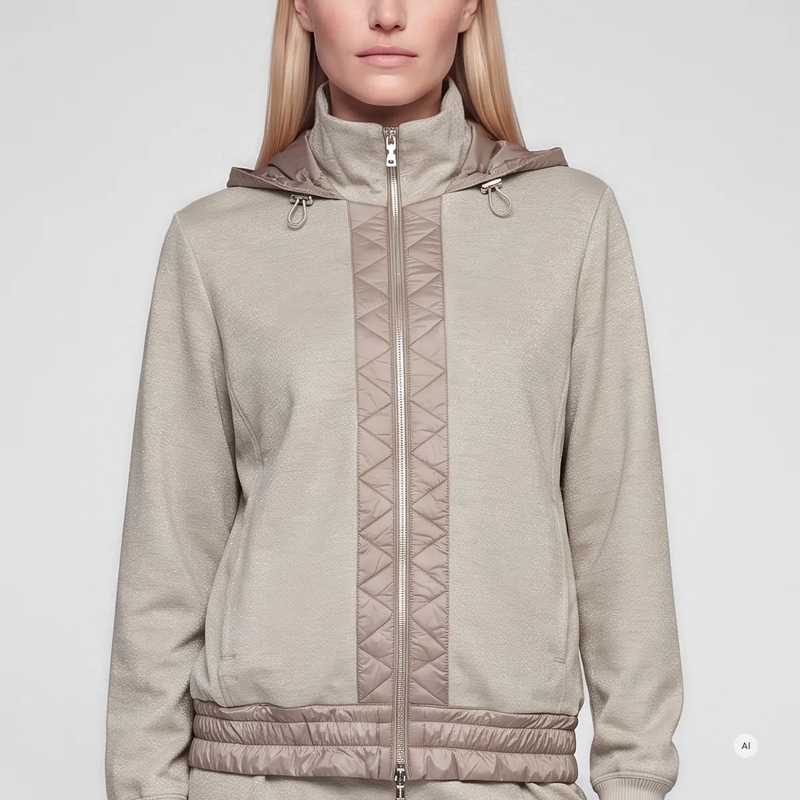 Marc Aurel Jacke Jacke- abnehmbare Kapuze mit Kordeln- mit Stric beige(Image 3)