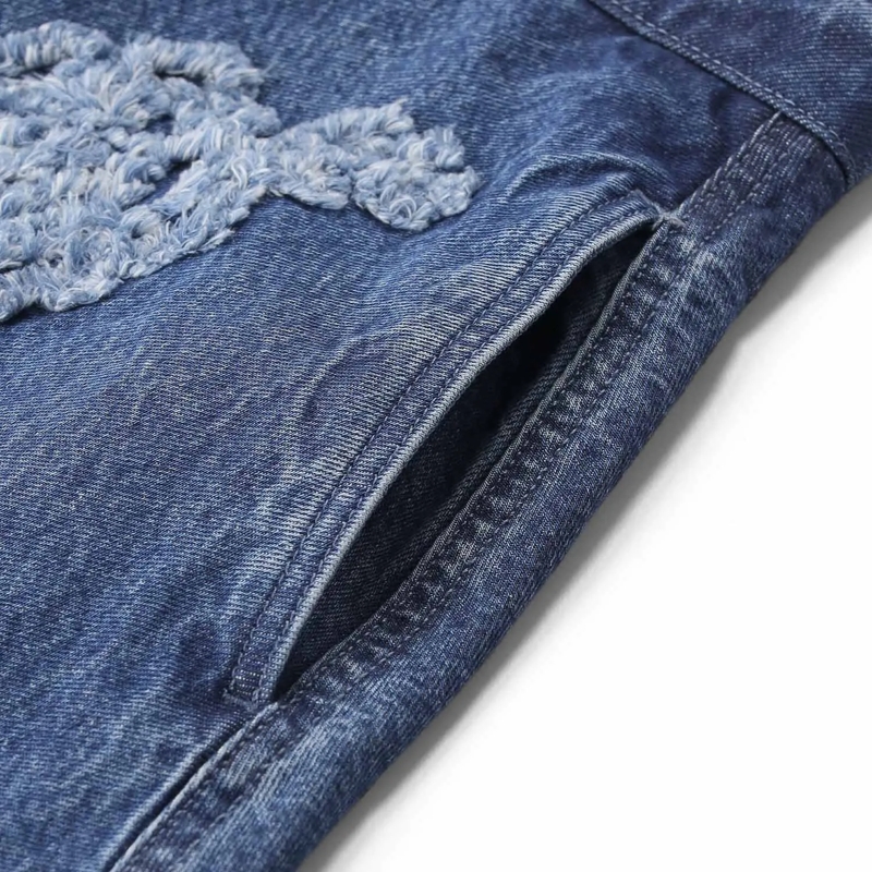 Rotate Maxirock Flared Blue Midi Skirt With Intricate Floral Embro Blue(Image 8)