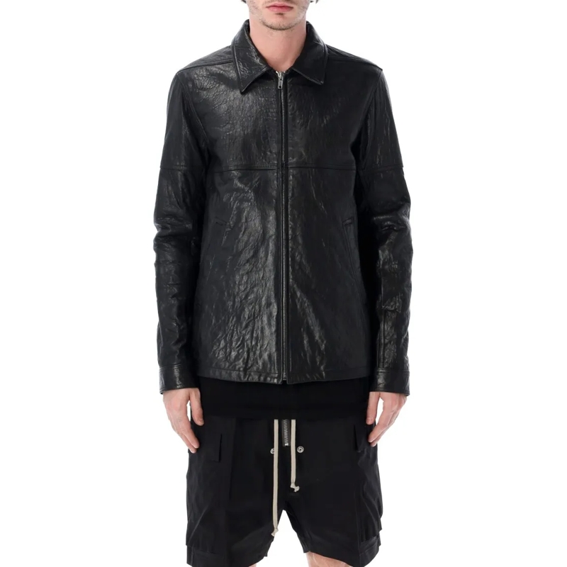 Rick Owens Leren jas Brad Leather Jacket Black