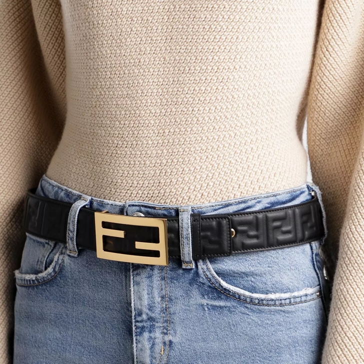 Fendi Belt Black Oro Thin Belt