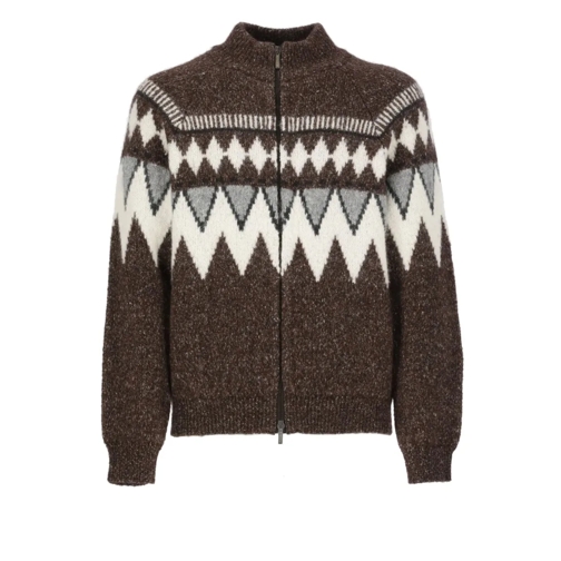 Peserico Trui Sweater With Geometric Pattern Brown