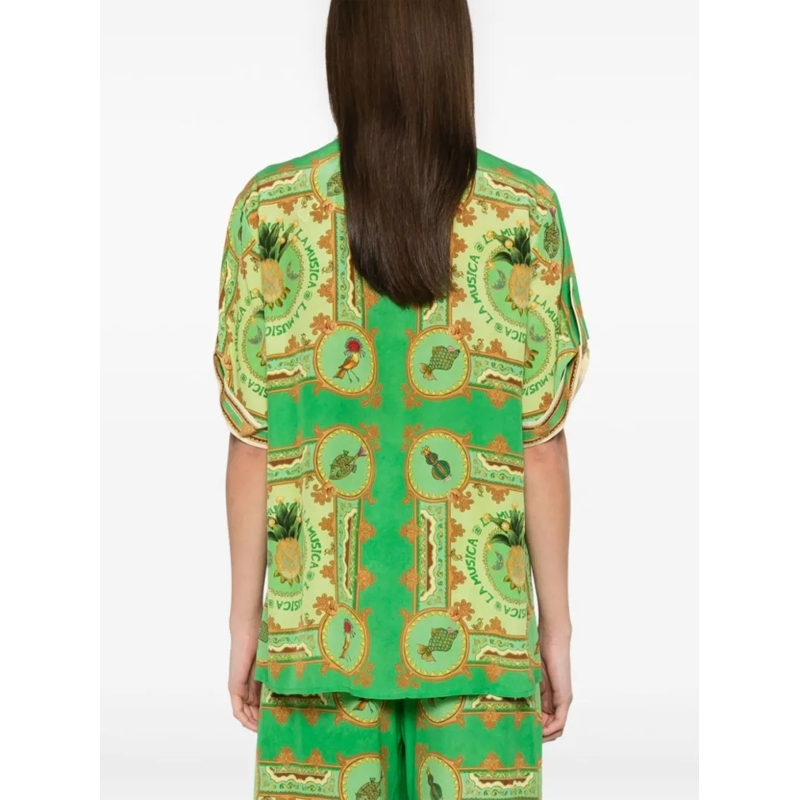 Alemais Hemd Grass Green Silk Shirt Green (Image 4)