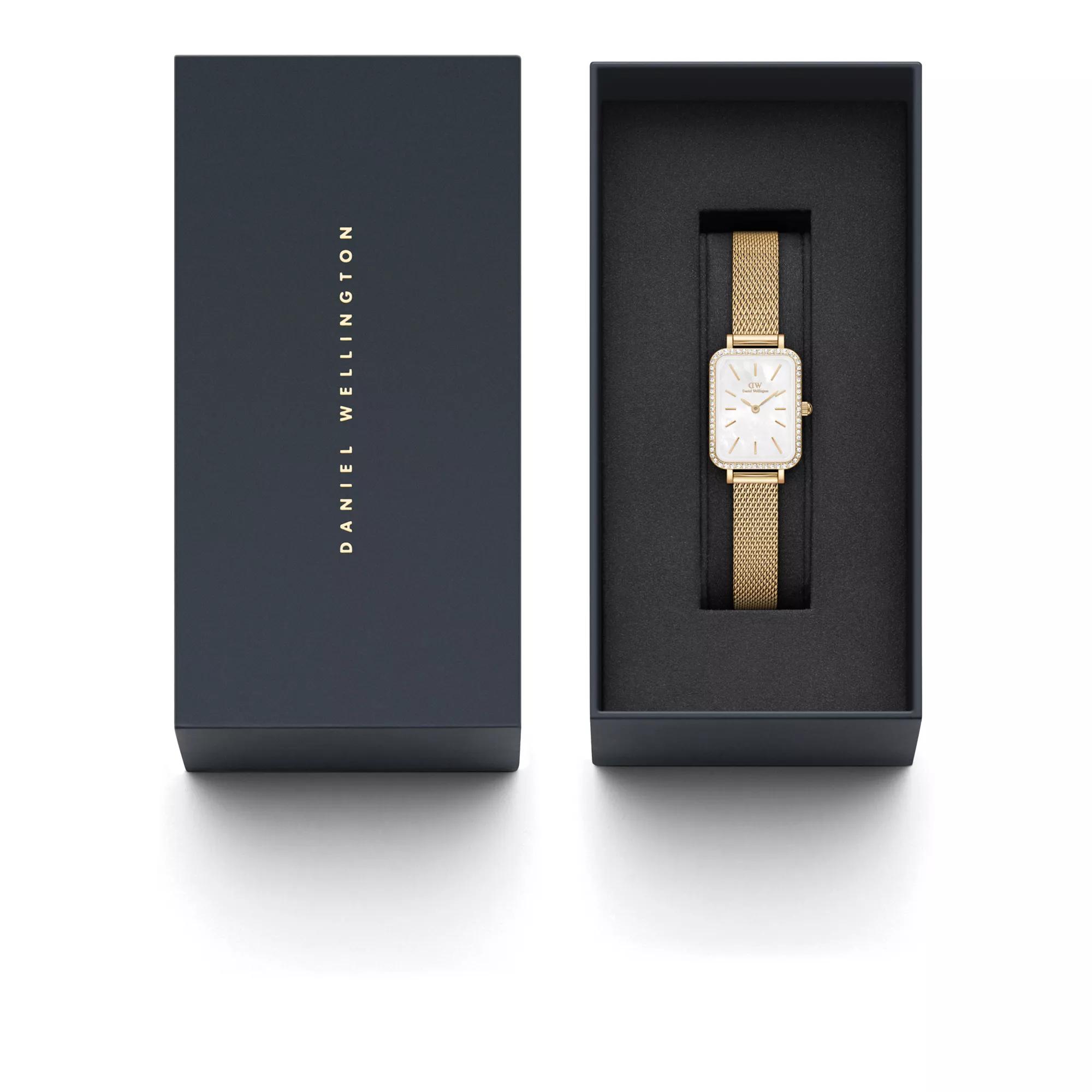 Thumbnail - Daniel Wellington Uhr - Quadro 20x26 Bezel Mesh White MOP G - Gr. unisize - in Gold - für Damen