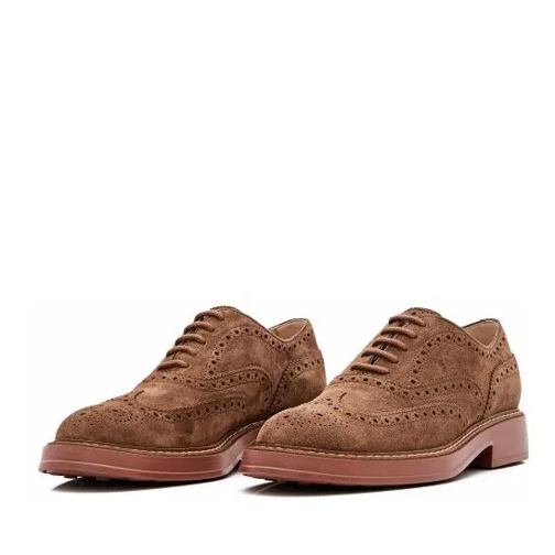 Tod's Beige Suede Lace-Up Shoes Brown Veterschoenen