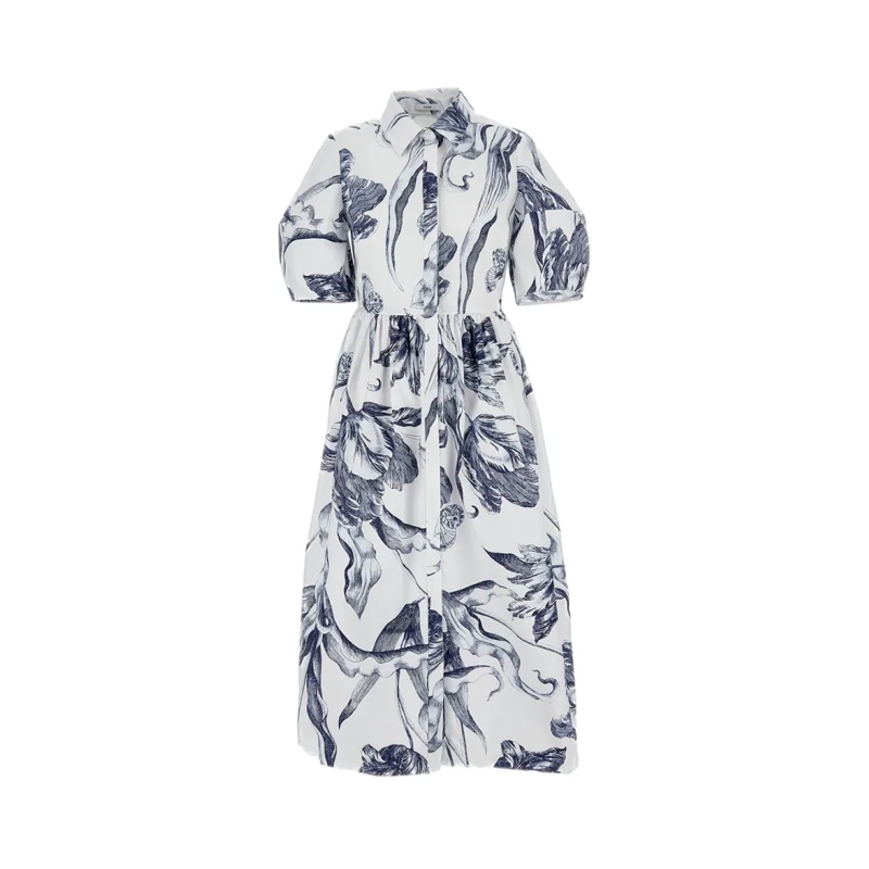 Erdem Midi-jurk Midi Short Sleeve Dress White