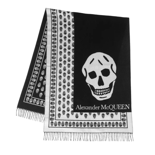 Alexander McQueen Skull Oversized Shawl Black/Ivory Wollschal