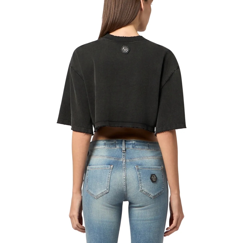 Philipp Plein T-Shirt Cropped T-Shirt Cannes Tennis Club schwarz(Image 2)