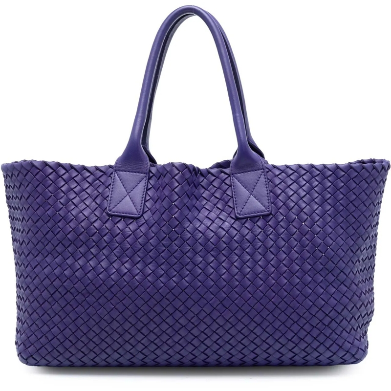 Bottega Veneta Shopper Medium Lambskin Intreccio Cabat Tote lila