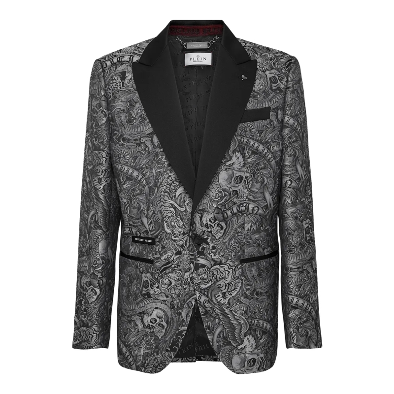 Philipp Plein Blazer Einknopf-Blazer Slim Fit Tattoo schwarz