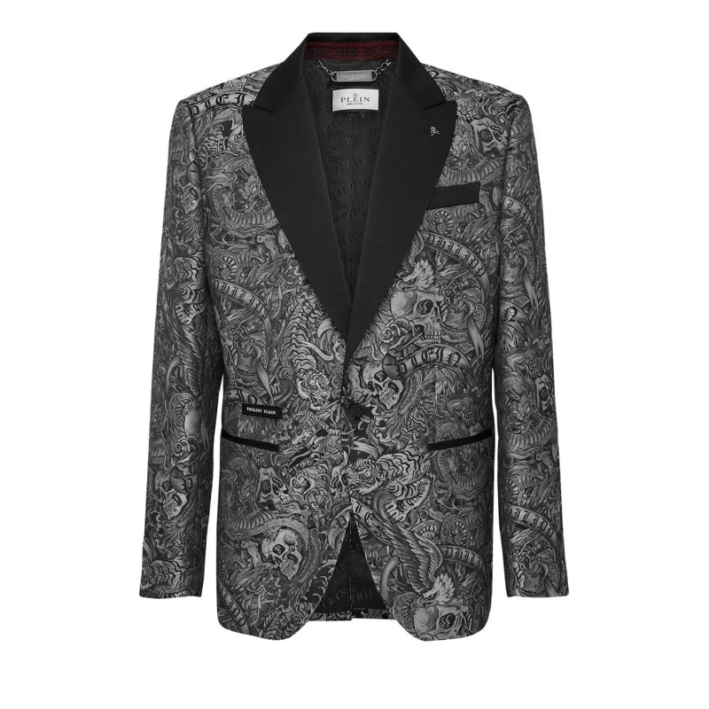 Philipp Plein Blazer Einknopf-Blazer Slim Fit Tattoo schwarz