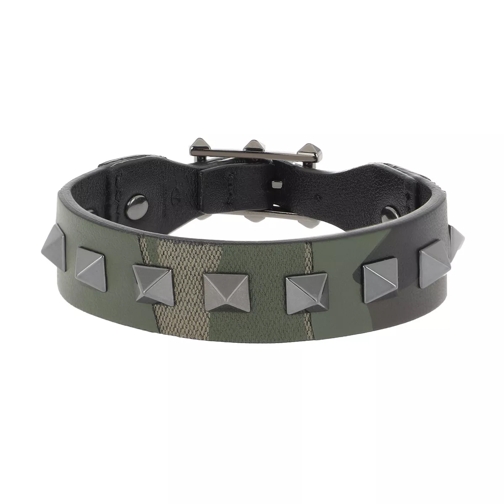 Valentino Garavani Rockstud Studded Bracelet Leather Army Green Armband