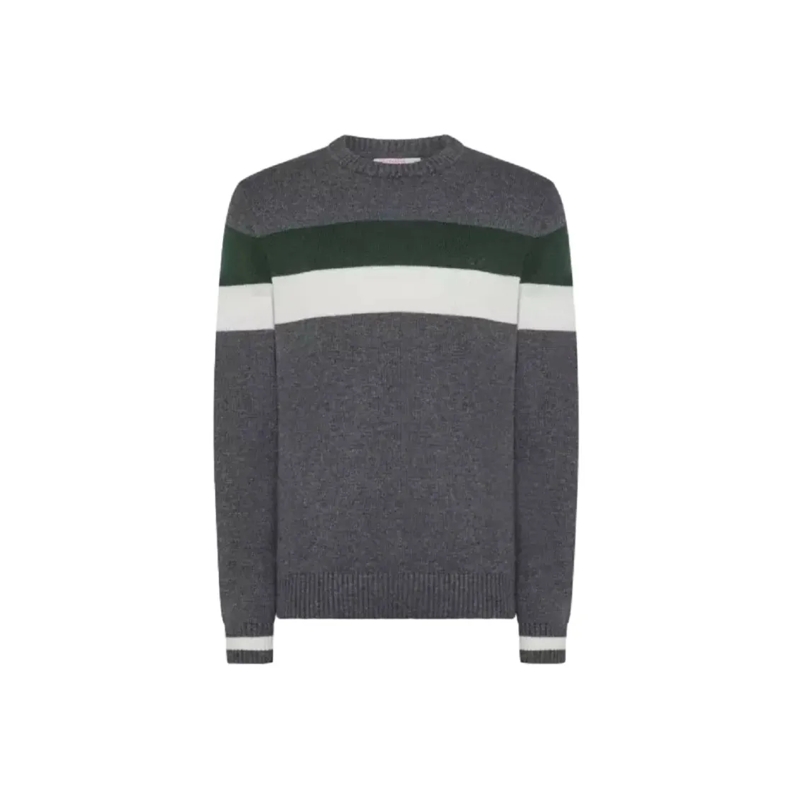 SUN68 Pull Striped Knit Sweater With Wool And Cashmere Blend Grey