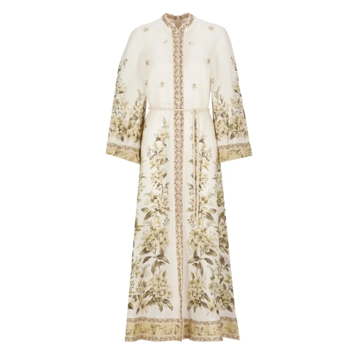 Zimmermann Ivory Linen Dress Neutrals Robes midi