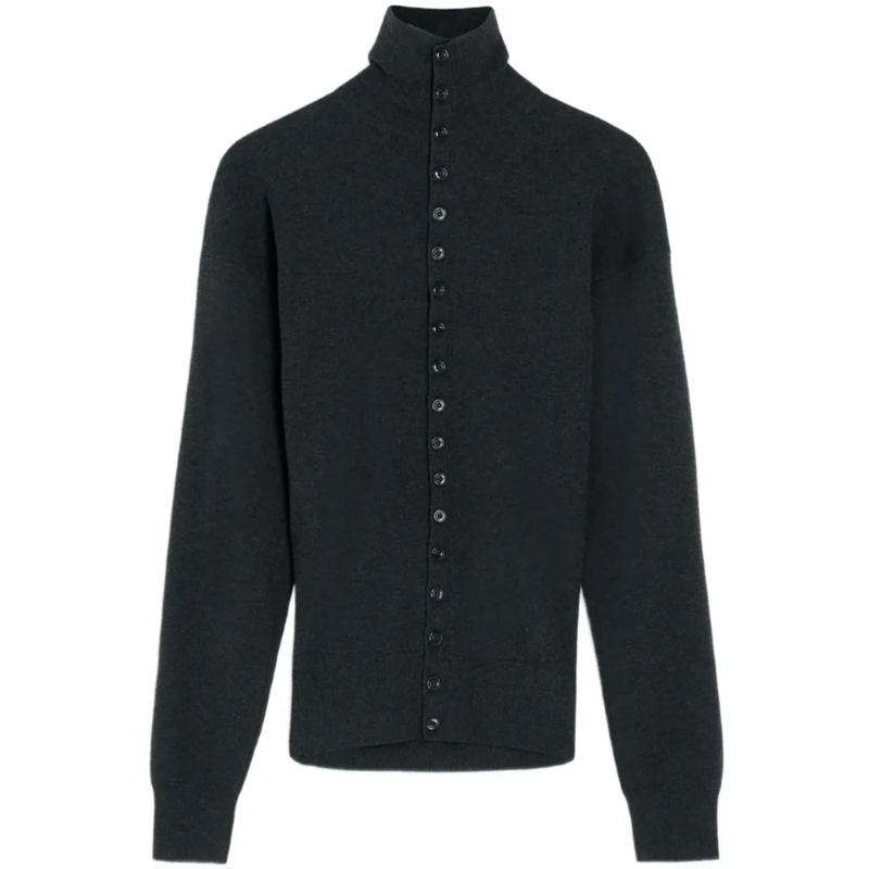 Lemaire T-shirt Buttoned Fitted Cardigan Anthracite Melange grau