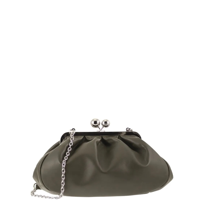 Max Mara Clutch Medium Pastry Bag In Soft Nappa Leather Grey