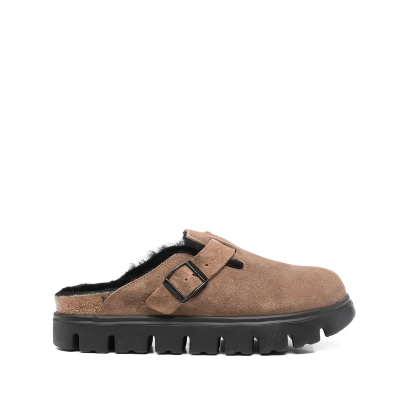 Birkenstock Sandalen Calf Leather Slip-On Sandals With Adjustable Buckl Brown