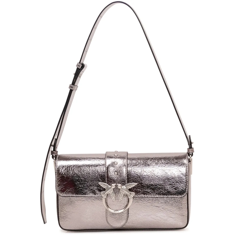 Pinko Schultertasche Borsa a Spalla Love One con Tracolla Regolabile silber