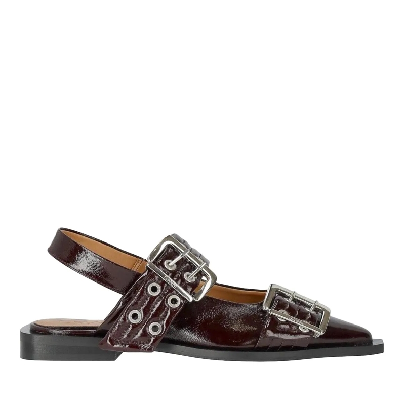 GANNI Ballerines Dames Chunky Buckle Ballerina Auberg rot(Image 2)