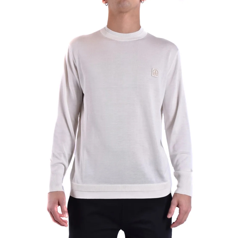 Neil Barrett Trui Natural Knit Sweater With Ribbed Details Grey